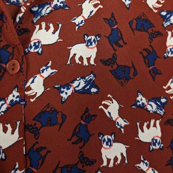 Monteau Dog Print Front Tie Blouse - Picture 8 of 10